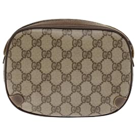 Gucci-GUCCI GG Canvas Web Sherry Line Sac à bandoulière en cuir PVC Beige Rouge Auth 45604-Rouge,Beige