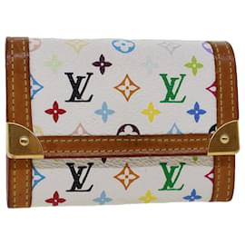 Louis Vuitton-LOUIS VUITTON Multicolor Porte Monnaie Plat Coin Purse White M92657 Auth ar9683b-White