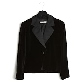 Yves Saint Laurent Black silk velvet smoking FR38 circa 1980 Noir
