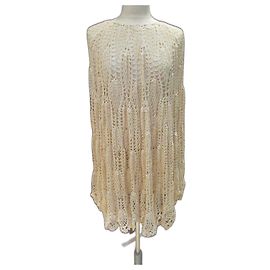 Poncho de crochê cremoso Antik Batik Creme