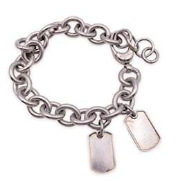 Gucci-sterling silver 925 Rolo Chain Bracelet with Two Dog Tags-Silvery