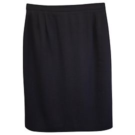 Gonna dritta sopra il ginocchio Giorgio Armani in lana nera Nero