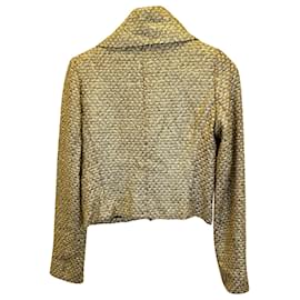 Ralph Lauren Collection-Jaqueta de tecido trespassado da coleção Ralph Lauren em tweed de lã dourada-Dourado
