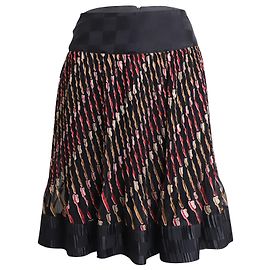 Anna Sui Printed Knee Length Skirt in Multicolor Silk Other