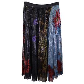 Dries Van Noten Dries Van Notes Sax Sequin Pleated Midi Skirt In Multicolor Polyester Multiple colors
