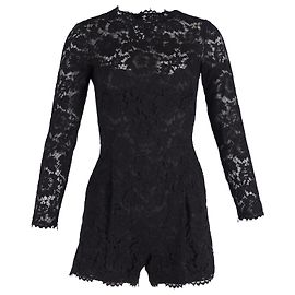 Tuta corta Valentino Garavani Lace a maniche lunghe in cotone Nero Nero