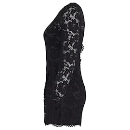 Valentino Garavani-Valentino Garavani Lace Long-sleeve Playsuit in Black Cotton-Black