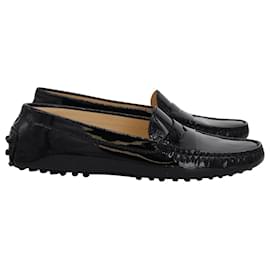 Tod's-Tod's Gommino Penny Loafers in Black Patent Leather-Black
