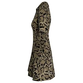 Gucci-Gucci-Hemdkleid aus brauner Seide mit Leopardenmuster-Andere