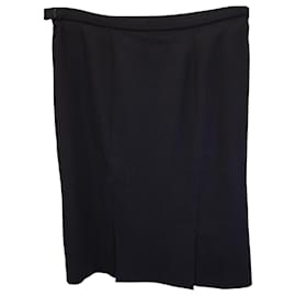 Carolina Herrera-Carolina Herrera Above-knee Straight Skirt in Black Wool-Black