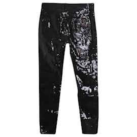 Saint Laurent-Pantalones rectos con lentejuelas Saint Laurent de algodón negro-Negro