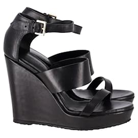Mulberry-Mulberry Lizzie Wedges in Black Leather-Black