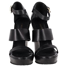 Mulberry-Mulberry Lizzie Wedges in Black Leather-Black