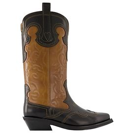 Botas vaqueras de caña media - Ganni - Cuero - Negro Negro
