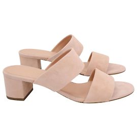 Mansur Gavriel Sandales à talons blocs en daim rose pastel Autre