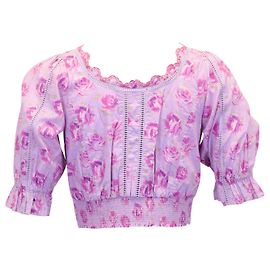 LoveShackFancy Top corto floreale Love Shack Fancy Karsten in cotone lilla Altro