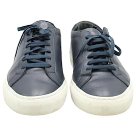 Autre Marque-Common Projects Achilles Low White Sole Sneakers in Navy Blue Leather-Blue,Navy blue