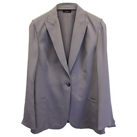 Einreihiger, kastenförmiger Akris-Blazer aus grauer Maulbeerseide Grau