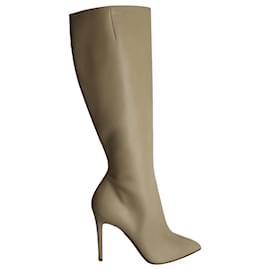 Christian Louboutin-Christian Louboutin Kate 85 Knee-high Stiletto Boots in Beige Calfskin Leather-Brown,Beige