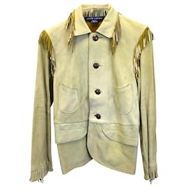 Ralph Lauren-Ralph Lauren Fringed Jacket in Beige Leather-Brown,Beige