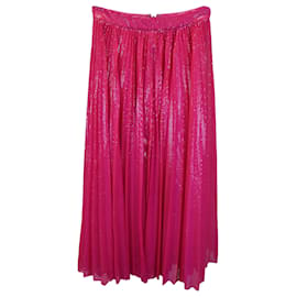 Msgm-MSGM Pleated Sequin Midi Skirt In Pink Polyester-Pink