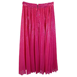 Msgm-Falda midi plisada de lentejuelas en poliéster rosa de MSGM-Rosa