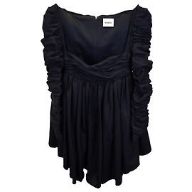 Khaite Katia Bubble-Minikleid mit herzförmigem Ausschnitt aus schwarzer Baumwolle Schwarz