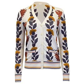Tory Burch Cardigan à imprimé floral Madeline en viscose crème Blanc Écru