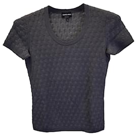 Giorgio Armani-T-shirt à motif jacquard Giorgio Armani en laine vierge grise-Gris