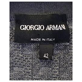 Giorgio Armani-T-shirt Giorgio Armani con motivo Jacquard in Lana Vergine Grigia-Grigio