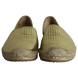 Jimmy Choo-Jimmy Choo Dreya Zapatos planos de alpargata con relieve metálico en cuero dorado-Dorado