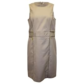 Michael Kors-Michael Kors Zipper Detail Dress in Beige Cotton-Beige