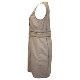 Michael Kors-Michael Kors Zipper Detail Dress in Beige Cotton-Beige