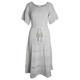 Zimmermann-Zimmermann Cassia Crochet Dress in Ivory Cotton-White