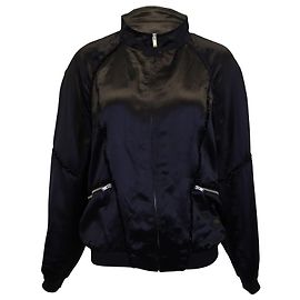 SAINT LAURENT 80s Teddy Bomberjacke aus schwarzer Viskose Schwarz