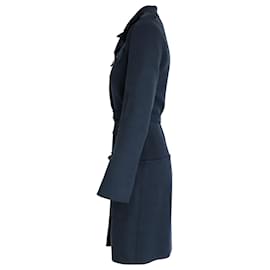 Lanvin-Lanvin Mantel mit mehreren Taschen und Gürtel aus blauer Wolle-Blau