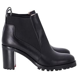 Christian Louboutin-Christian Louboutin Marchacroche 70 Ankle Boots in Black calf leather Leather-Black