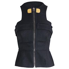 Tom Ford Halter Front Zip Top em Viscose Preta Preto