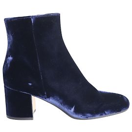 Gianvito Rossi Rolling 85 Ankle Boots in Blue Velvet  Blue