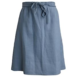 Chloé-Chloé Tie Waist Knee Length Skirt in Light Blue Silk-Blue