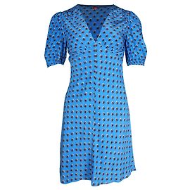 Staud Mini-robe à imprimé floral Milla en rayonne bleue Bleu