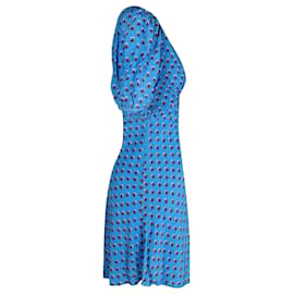 Staud-Staud Milla Floral Print Mini Dress in Blue Rayon-Blue