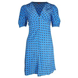 Staud Mini-robe à imprimé floral Milla en rayonne bleue Bleu