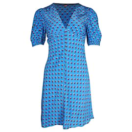 Staud-Mini abito con stampa floreale Staud Milla in rayon blu-Blu