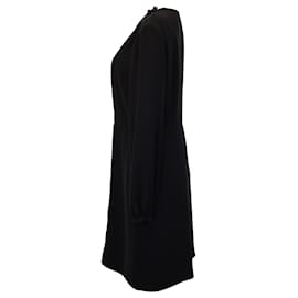 Lanvin-Knielanges Kleid von Lanvin mit Messinghakendetail aus schwarzem Polyester-Schwarz