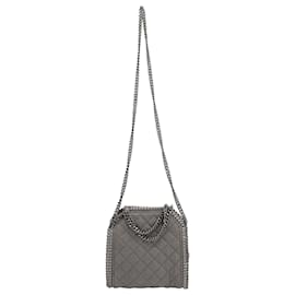 Stella Mc Cartney-Stella McCartney Falabella Mini Quilted Tote Bag in Grey Faux Leather-Grey