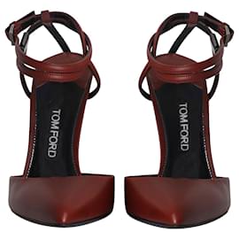 Tom Ford-Tom Ford Double Ankle Strap Pumps in Maroon Leather-Dark red
