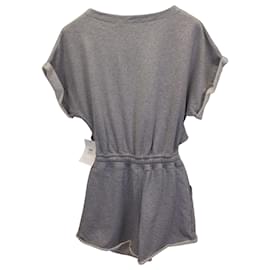 Alexander Wang-T by Alexander Wang Heather Tie Front Romper in Grey Cotton-Grey