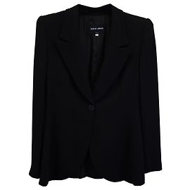 Giorgio Armani Borgo 21 Einreihiger Blazer aus schwarzer Seide Schwarz