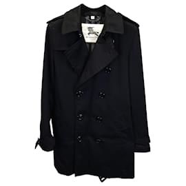 Burberry-Casaco impermeável curto com peito forrado Burberry London em algodão poliéster preto-Preto